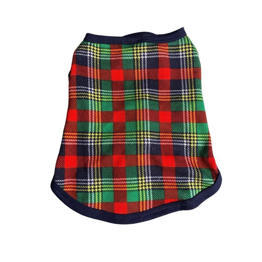 Dearfoams Plaid Dog Shirt Pet Sweater Red Green Medium Adjustable Up To 40 Lbs